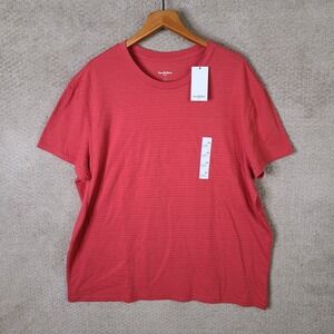 Goodfellow Shirt Men XXL Red Textured Standard Fit Cotton Blend Short Sleeve NEW